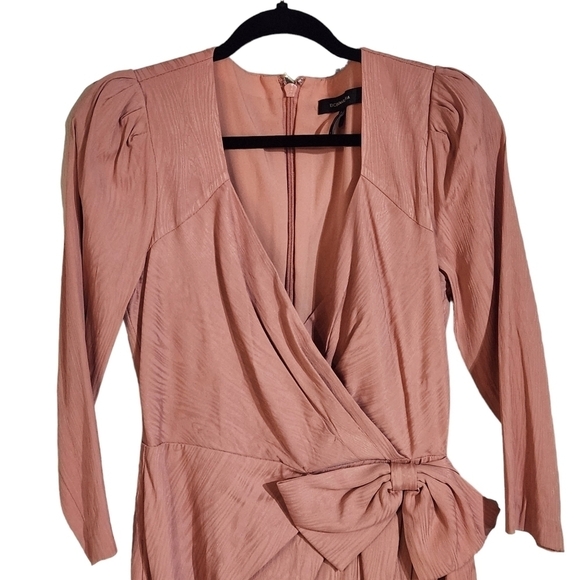 Bcbgmaxazria Puff-Sleeve Bow Dusty Rose Dress Size: 4 - Picture 5 of 13